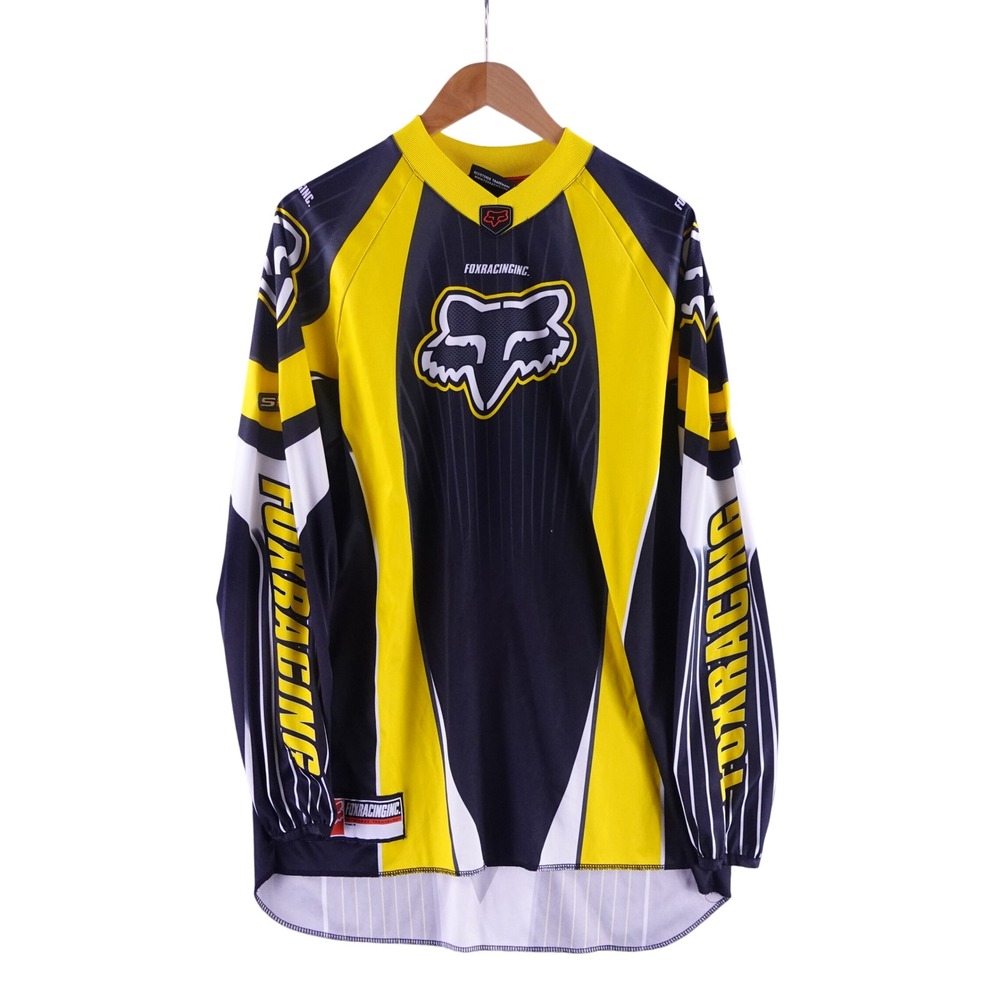 Vintage Fox Racing Mens Size Large Motocross Jersey Long Sleeve Yellow Black SFX